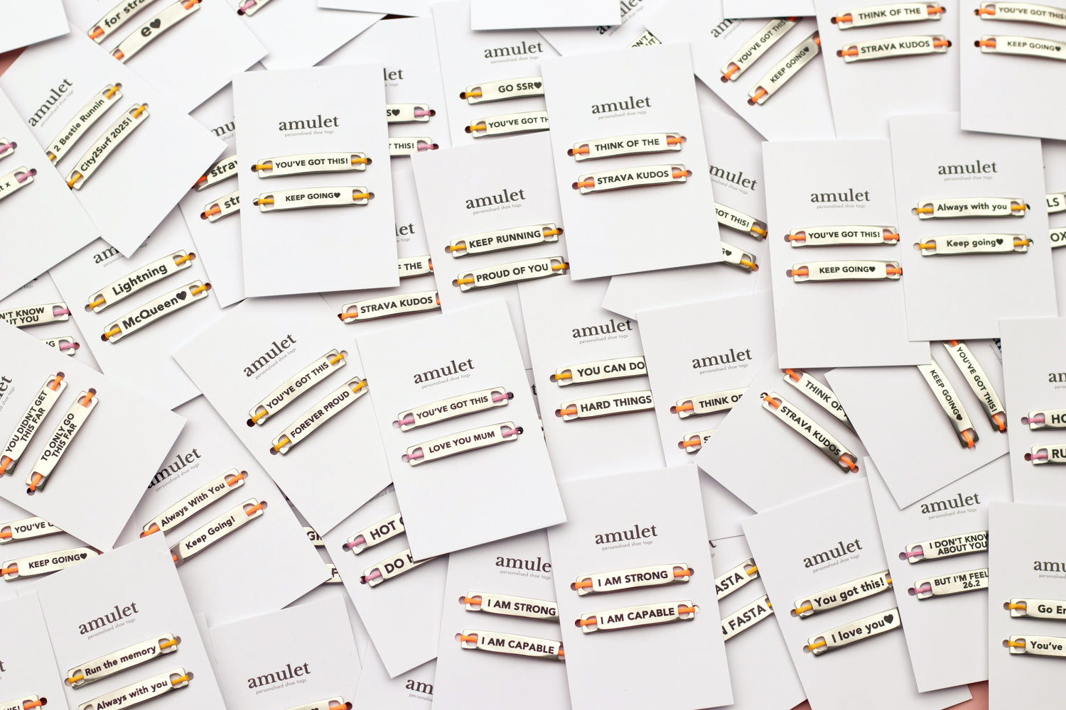 Personalised engraved shoe tags for runners, Ironman athletes, and triathletes custom metal lace tags with names, race dates, or motivational quotes; ideal good luck gift for marathoners, Ironman participants, joggers my amulet gift idea customised