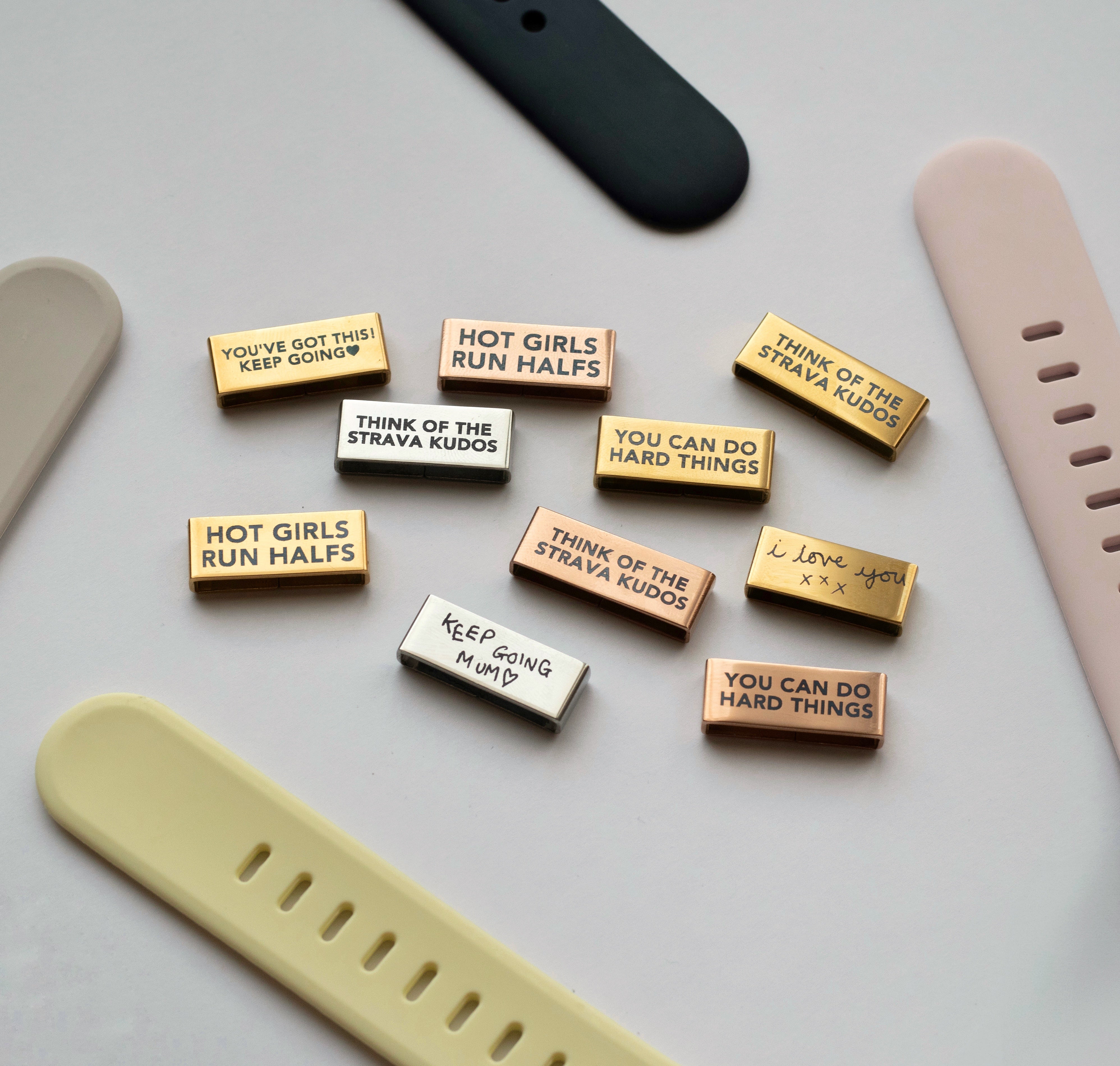 runner, running, marathon, half marathon, 5k, 10k, 13.1, 26.2, running charm, watch charm, smartwatch charm, fitness watch accessory, charm for runners, run charm, gift for runner, runner gift, gifts for her, running gift, marathon gift, personalised charm, engraved charm, custom running charm, running inspiration, motivation charm, motivational quote, gifts for him, rose gold, sports charm, running jewellery, sports watch charm, fitness charm, handwriting, personalised gift